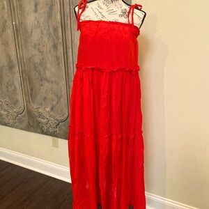 Vici Shirley Tiered Midi Dress in Red - newbury kustom XS